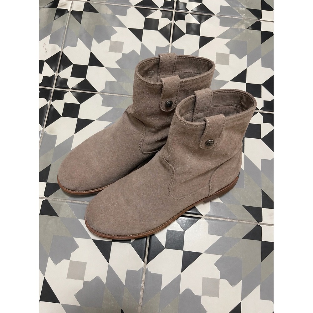 Arturo Chiang Womens Taupe Suede Slouchy Ankle Boots Low Block Heel Size‎ 8.5M